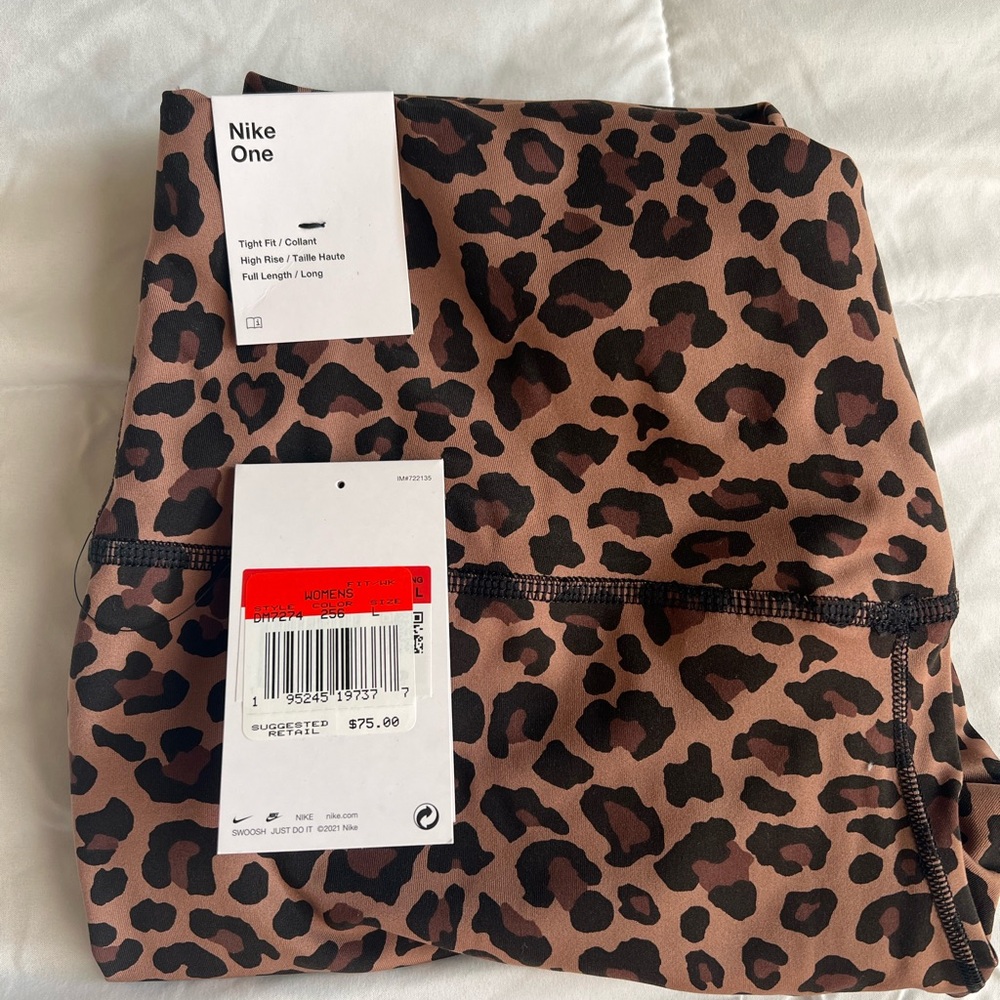 Nike Black and Brown Animal Print Leggings